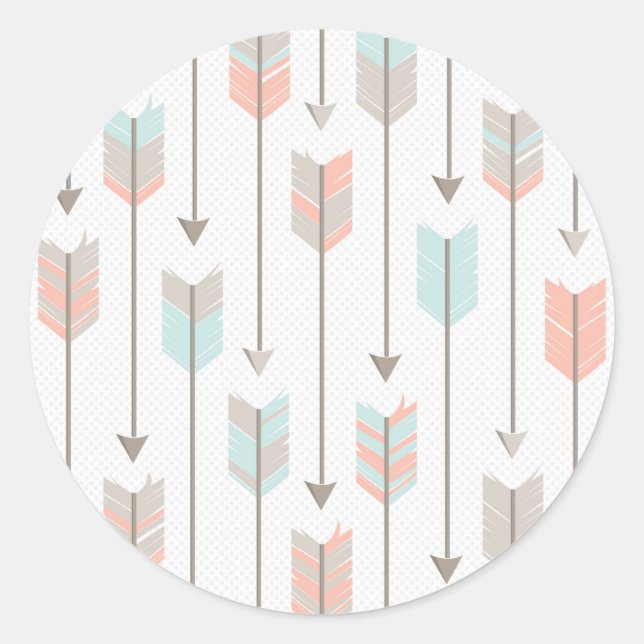 Boho Arrows Pattern Classic Round Sticker (Front)