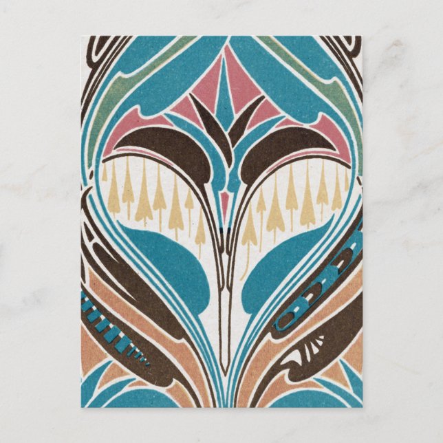 boho art nouveau chic abstract design postcard (Front)