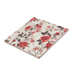 Boho Art Nouveau Rose Tiles For Living Spaces
