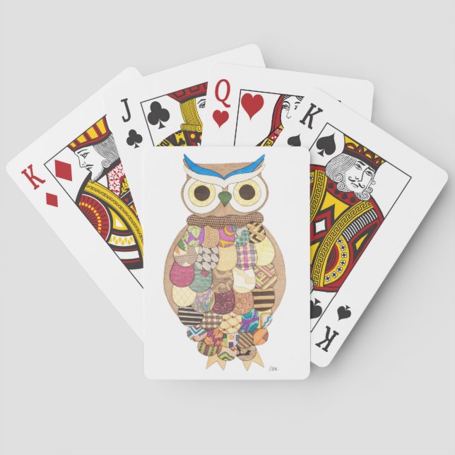 Boho Art Playing Cards Large Owl #1 (Back)