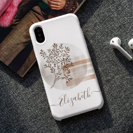 Boho Art Style Foliage Personalized Iphone X Case