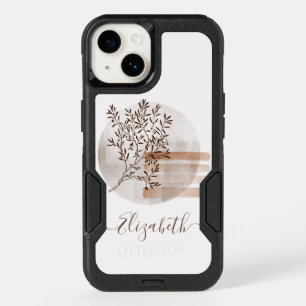 Boho Art Style Foliage Personalized OtterBox iPhone 14 Case