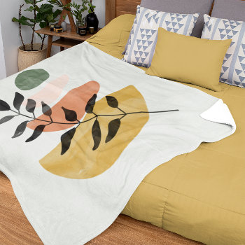 Boho Art Style Modern Leaves Fleece Blanket by ironydesignphotos at Zazzle