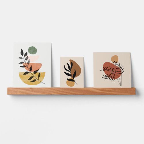 Boho Art Style Modern Leaves Trio Set Picture Ledge