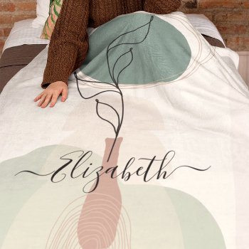 Boho Art Style Modern Vase Personalized Fleece Blanket by ironydesignphotos at Zazzle