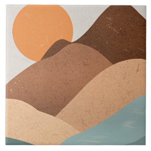 Boho art Sunset Ceramic Tile