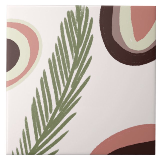 Boho Art Tropical Rainbow Natural Ceramic Tile (Front)