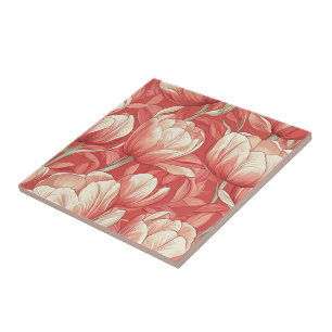 Boho Art Tulip Ceramic Tiles For Cozy Interior