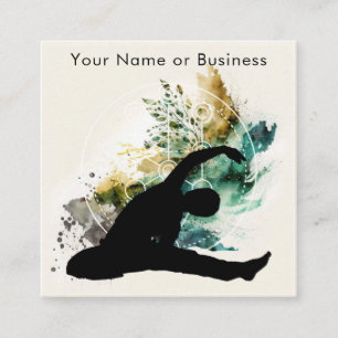 Boho Artful Yoga Tree of Life Sacred Geometry Square Business Card