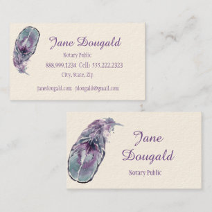 Boho Artistic Feather Pen Black Classic Notary Business Card