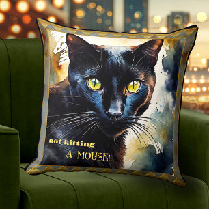 Boho Artistic Funny Cat Animal Art Throw Pillow