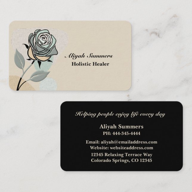 Boho Artistic Rose Meditative Business Card (Front/Back)