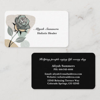Boho Artistic Rose Meditative Business Card