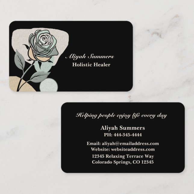 Boho Artistic Rose Meditative Business Card (Front/Back)