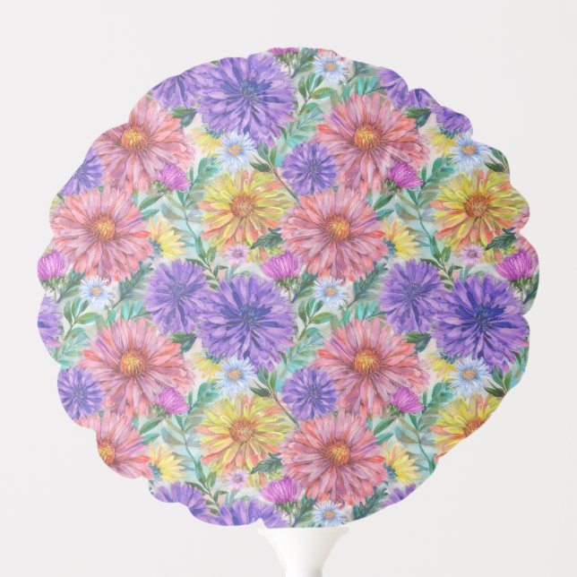 Boho Aster Flowers Floral Garden Party  Balloon (Front)