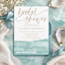 Boho Auqua Watercolor Beach Bridal Shower