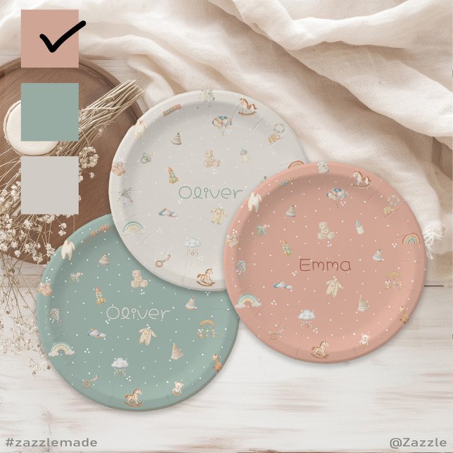 Boho Autumn Baby Shower Personalized  Paper Plates (Boho Autumn Baby Shower Personalized Paper Plates)