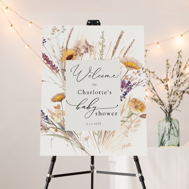 Boho Autumn Baby Shower Welcome Sign (In Situ (Stand))