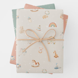 Boho Autumn Baby Shower Wrapping Paper Sheets
