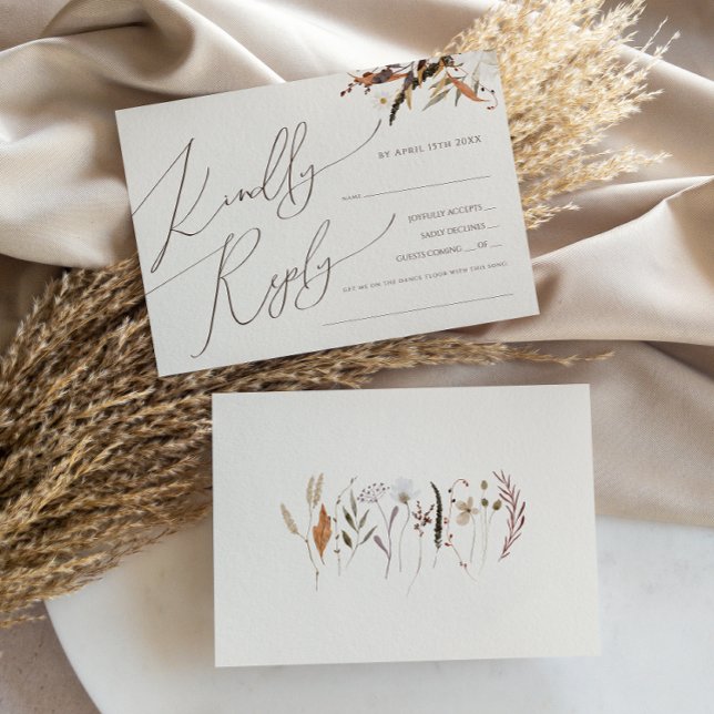 Boho Autumn | Beige Horizontal Menu Choice RSVP (Creator Uploaded)
