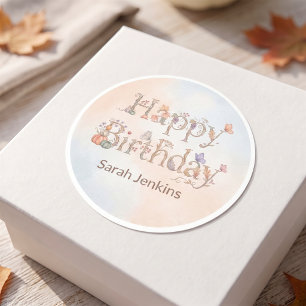 Boho Autumn Birthday Favor Sticker