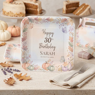 Boho Autumn Birthday Pumpkin Custom Paper Plate