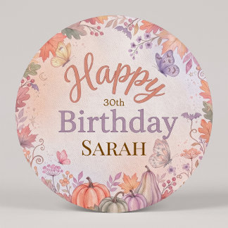 Boho Autumn Birthday Pumpkin Custom Round Patch