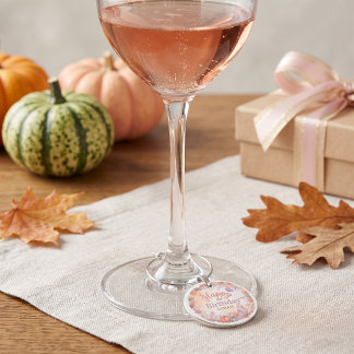 Boho Autumn Birthday Pumpkin Custom Wine Charms