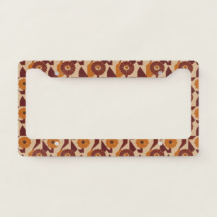 Boho Autumn Botanical Floral Pattern License Plate Frame
