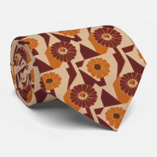 Boho Autumn Botanical Floral Pattern Neck Tie
