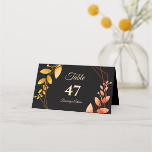 Boho Autumn Botanical • Gold Frame Wedding Place Card