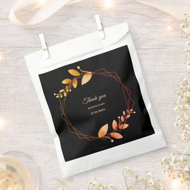 Boho Autumn Botanical Wedding with Gold Frame Favor Bag (Clipped)