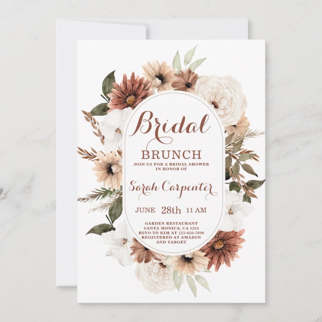 Boho Autumn Bridal Brunch Shower Invitation (Front)