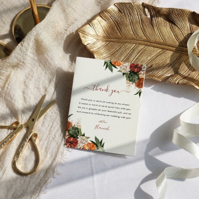 Boho Autumn Bridal Shower Thank You Card (Creator Uploaded)