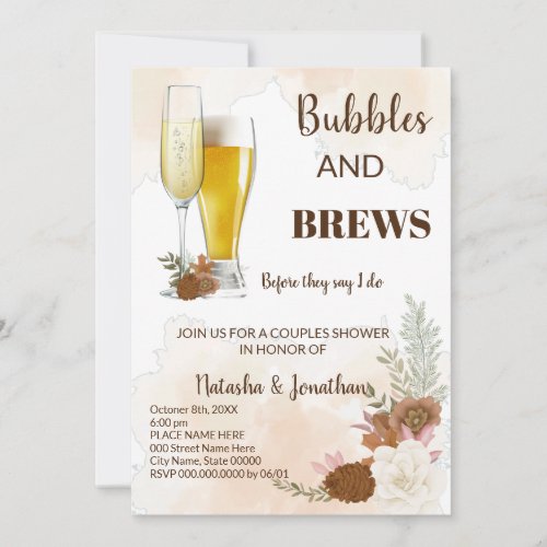 Boho Autumn Bubble  Brews Couples Shower Invitation