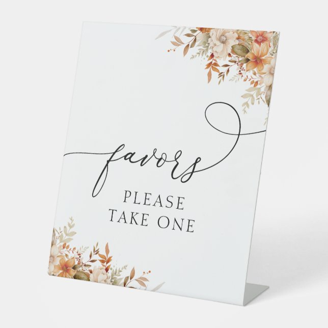boho autumn fall florals favors sign (Front)