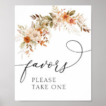 boho autumn fall florals favors sign
