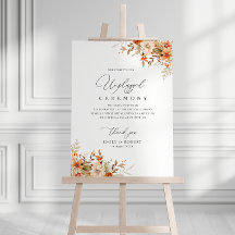 boho autumn fall florals unplugged ceremony sign