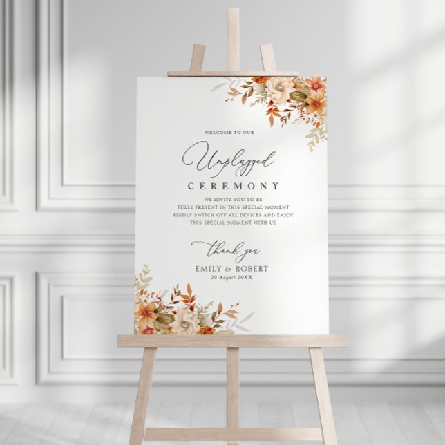 boho autumn fall florals unplugged ceremony sign (Creator Uploaded)
