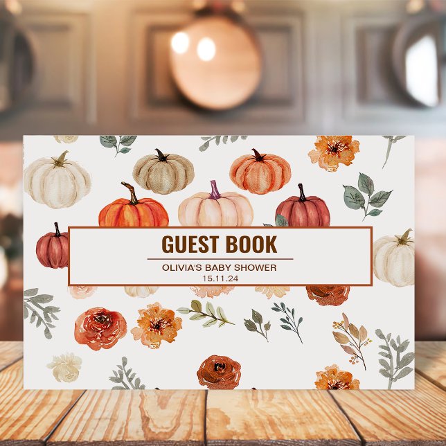 Boho Autumn Fall Pumpkin Pattern Guest Book (Creator Uploaded)