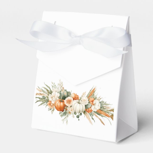 Boho Autumn Floral Arrangement Favor Boxes (Front Side)