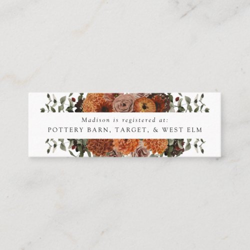 Boho Autumn Floral Bridal Registry Insert Cards