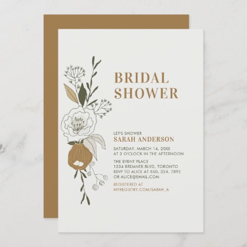 Boho Autumn Floral Bridal Wedding Shower Invitatio Invitation