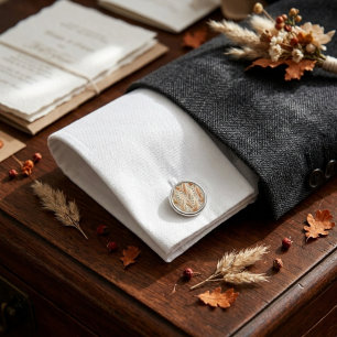 Boho Autumn Floral Pampas Grass Botanical Wedding Cufflinks