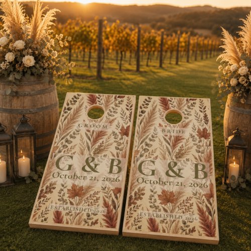 Boho Autumn Floral Personalized Wedding Cornhole Set