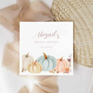 Boho Autumn Floral Pumpkin Bridal Shower Napkins