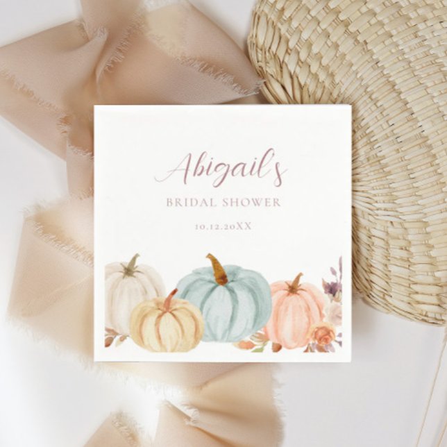 Boho Autumn Floral Pumpkin Bridal Shower Napkins (Creator Uploaded)