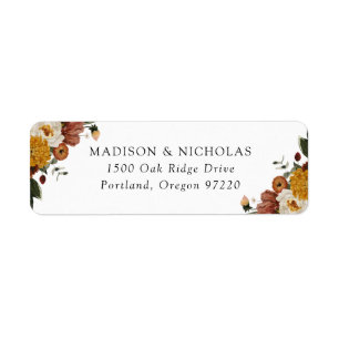 Boho Autumn Floral Return Address Label