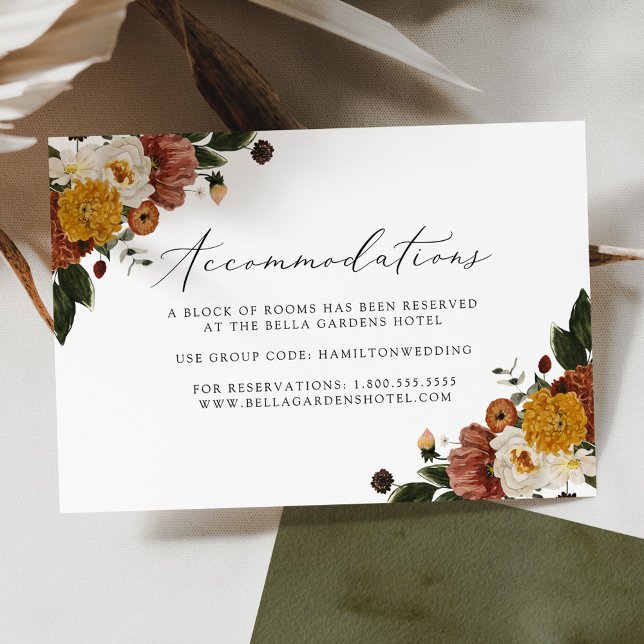 Boho Autumn Floral Wedding Accommodations Card (Creator Uploaded)