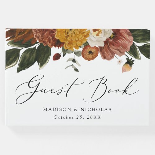 Boho Autumn Floral Wedding Guest Book